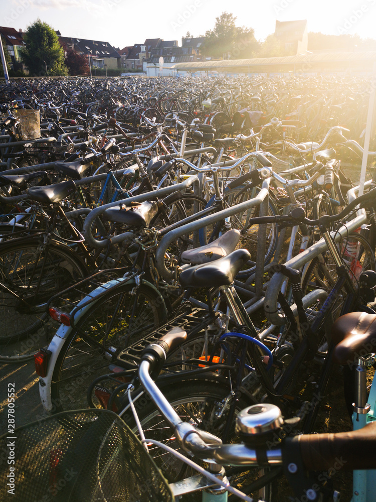 Multitude of bicycles outside a train station in Brussels Multitude of bicycles outside a train station in Brussels