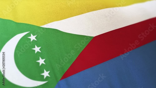 Comoros national flag seamlessly waving on realistic satin texture 29.97FPS photo
