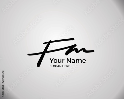 F M FM initial logo signature vector. Handwriting concept logo.