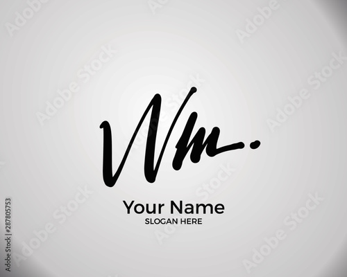 Fotografija W M WM initial logo signature vector. Handwriting concept logo.