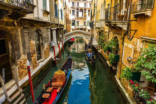 Gondolas in Venice, Italy photo