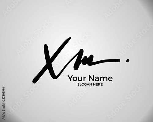 X M XM initial logo signature vector. Handwriting concept logo.