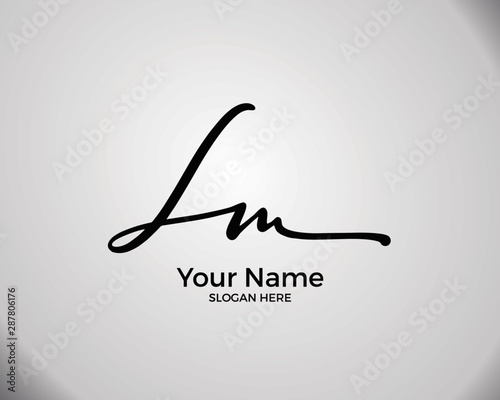 L M LM initial logo signature vector. Handwriting concept logo.
