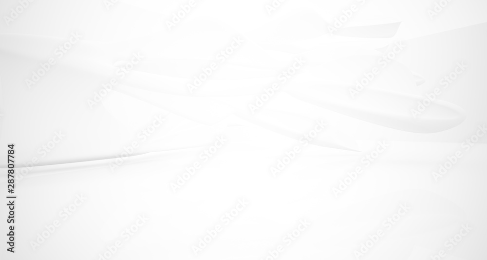 White smooth abstract architectural background. 3D illustration and rendering - obrazy, fototapety, plakaty 