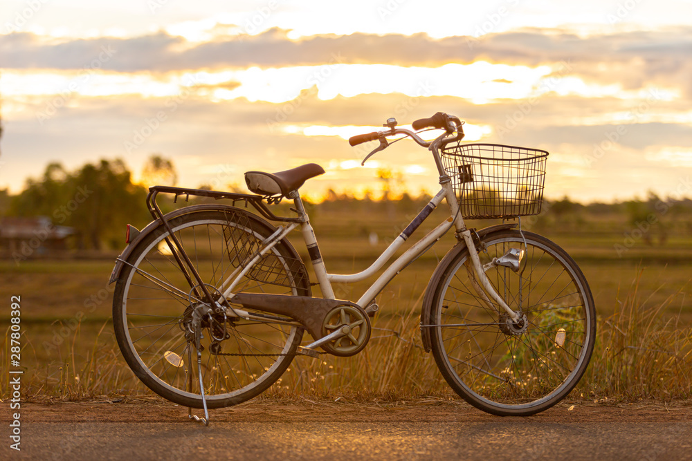 Bicycle on the sunset background
