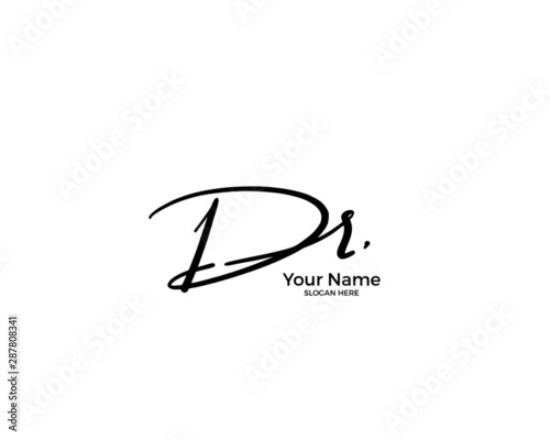 D R DR initial logo signature vector. Handwriting concept logo.