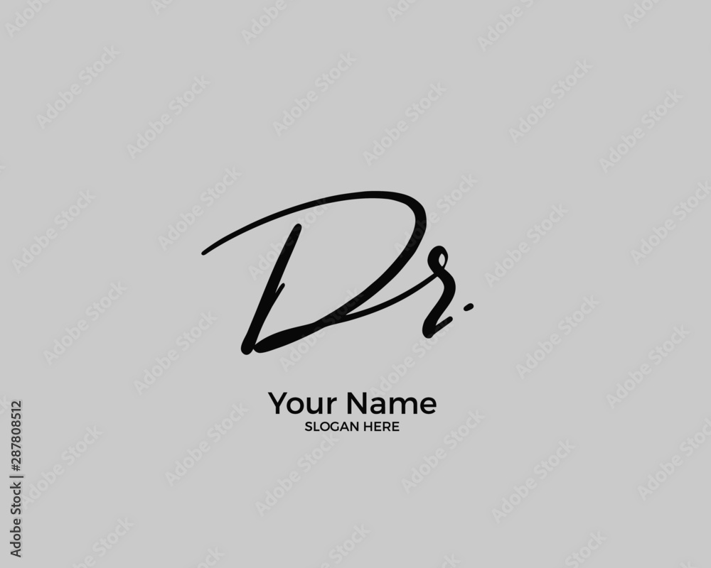 D R DR initial logo signature vector. Handwriting concept logo. - obrazy, fototapety, plakaty 