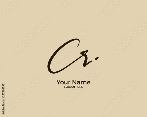 C R CR initial logo signature vector. Handwriting concept logo.