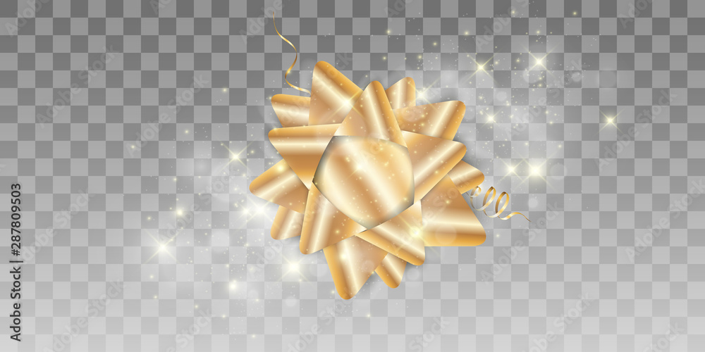 Vector luxury background with a golden bow on a transparent background