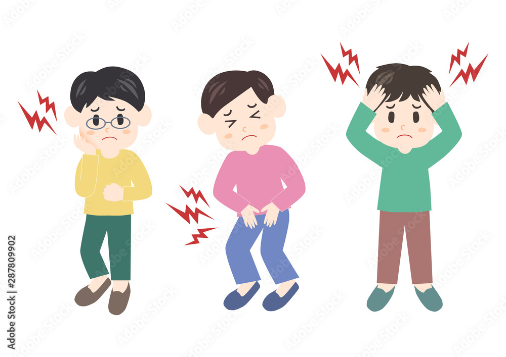 男性 頭痛 腹痛 歯痛 イラスト セット Stock Vector Adobe Stock 男性 頭痛 腹痛 歯痛 イラスト セット Stock Vector Adobe Stock