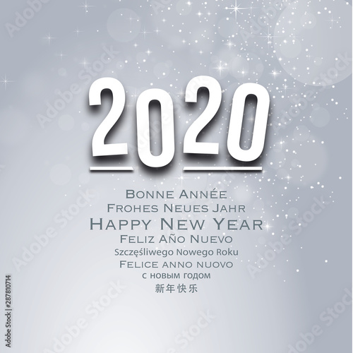 Faire part - Carte de voeux - Multilangues - Happy New Year 2020