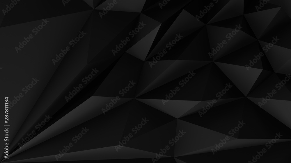 Plakat Black abstract backround. Low poly