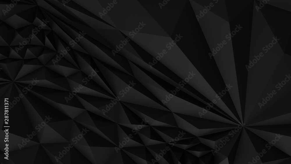 Black abstract backround. Low poly