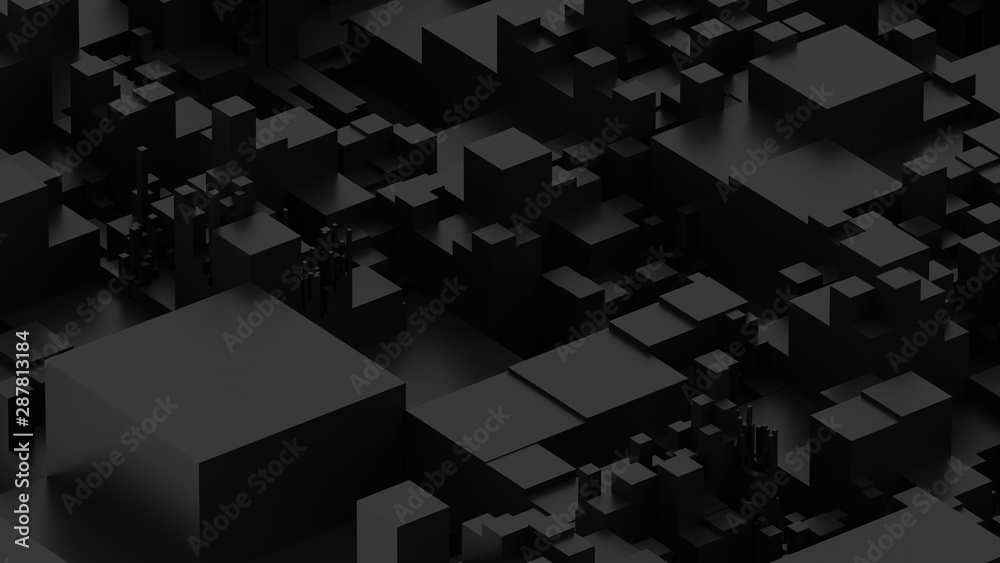 Abstract black background. Voxel background. Data center technology Abstract black background. Voxel background. Data center technology