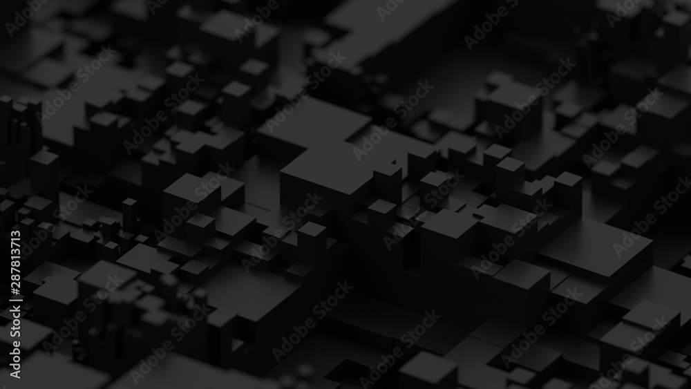 Abstract black background. Voxel background. Data center technology. Abstract black background. Voxel background. Data center technology.