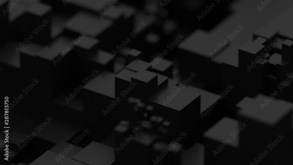 Abstract black background. Voxel background. Data center technology.