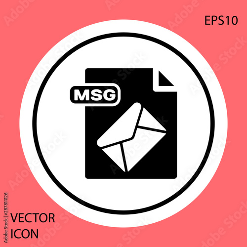 Black MSG file document. Download msg button icon isolated on red background. MSG file symbol. White circle button. Vector Illustration