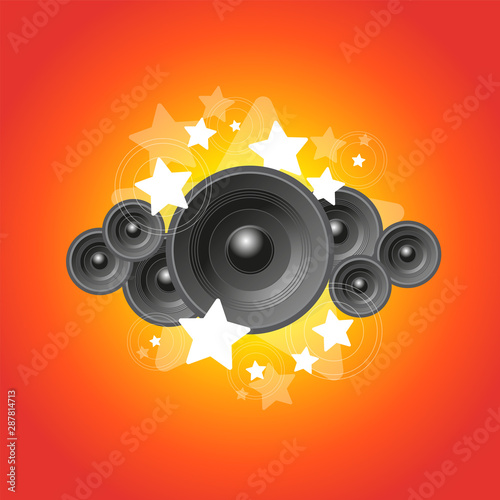 Speaker set on orange background