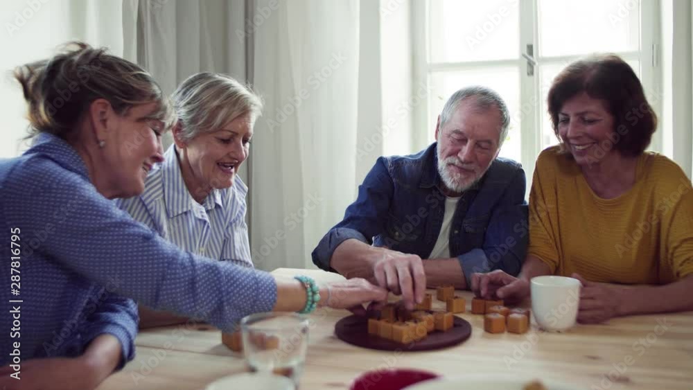 Group of senior people in community center club, playing board games. Group of senior people in community center club, playing board games.
