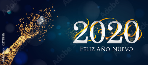 2020 New Year Spanish greeting card (Feliz Año Nuevo 2020). Spanish 2020 New Year Version. Spanish 2020 Happy New Year background Version.