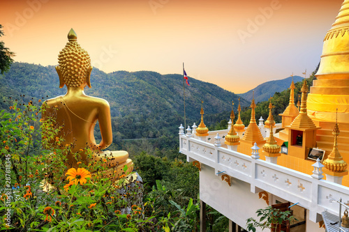 Golden Buddha statue view point photo