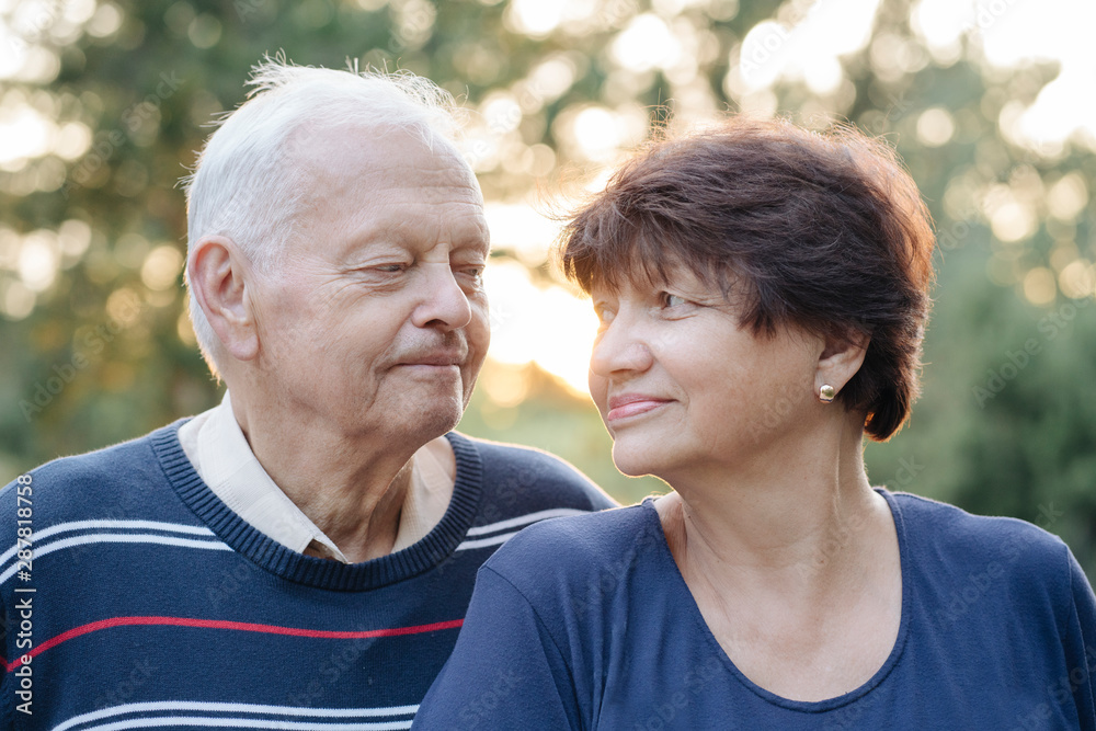 Portrait of senior couple looking at each other Portrait of senior couple looking at each other