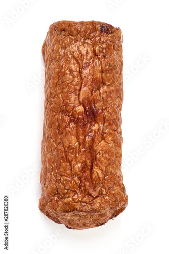 Minced meat roll, isolated on white background