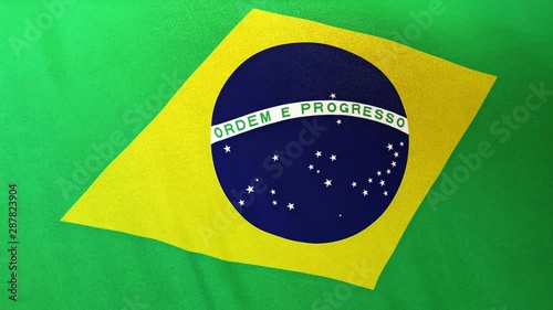 Brazil national flag seamlessly waving on realistic satin texture 29.97FPS photo