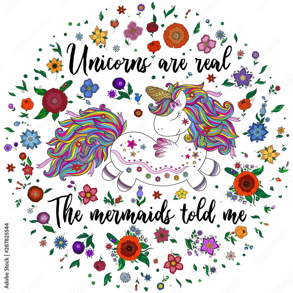 Fototapeta premium Unicorns are real. The mermaids told me.