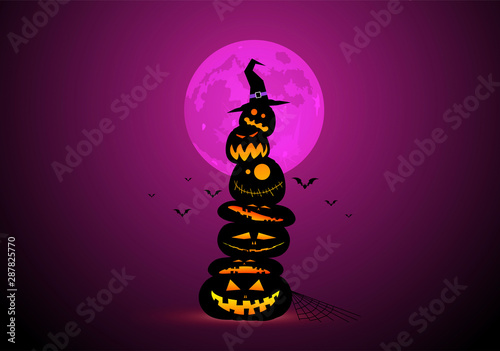 zucche di halloween, ammucchiate, folla, mucchio