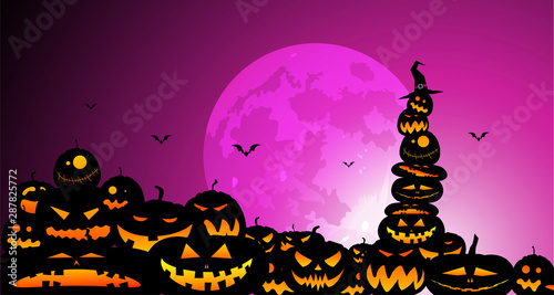 zucche di halloween, ammucchiate, folla, mucchio