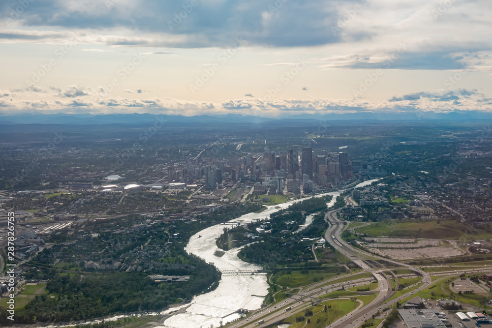 Aerial view of the Calgary downtown skyline