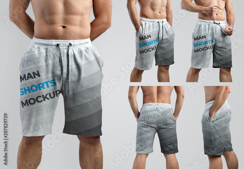 Download 5 Athletic Shorts Mockups Stock Template Adobe Stock