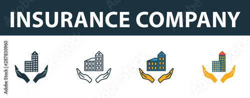 Insurance Company icon set. Four elements in diferent styles from insurance icons collection. Creative insurance company icons filled, outline, colored and flat symbols
