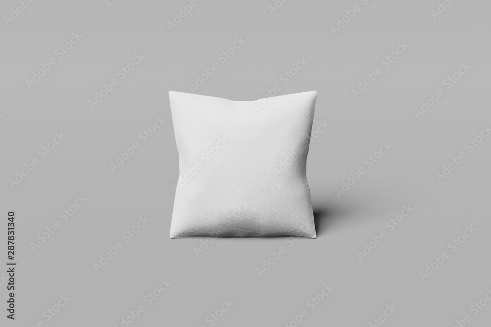 White square mocap pillow on a gray background. 3D rendering. White square mocap pillow on a gray background. 3D rendering.