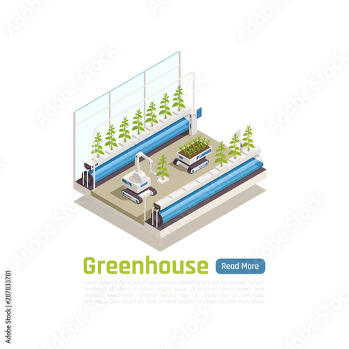 Modern Greenhouse Technology Isometric Composition 