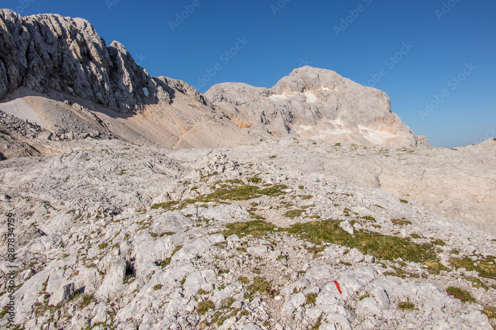 Mountain plato with peak Triglav behind