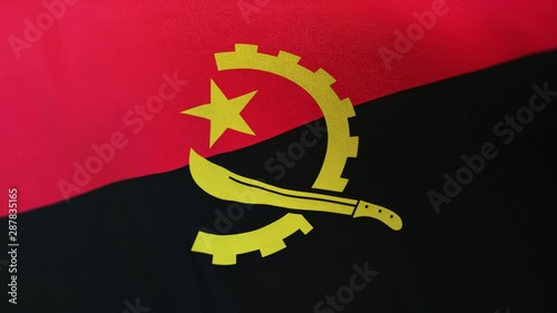 Angola national flag seamlessly waving on realistic satin texture 29.97FPS photo