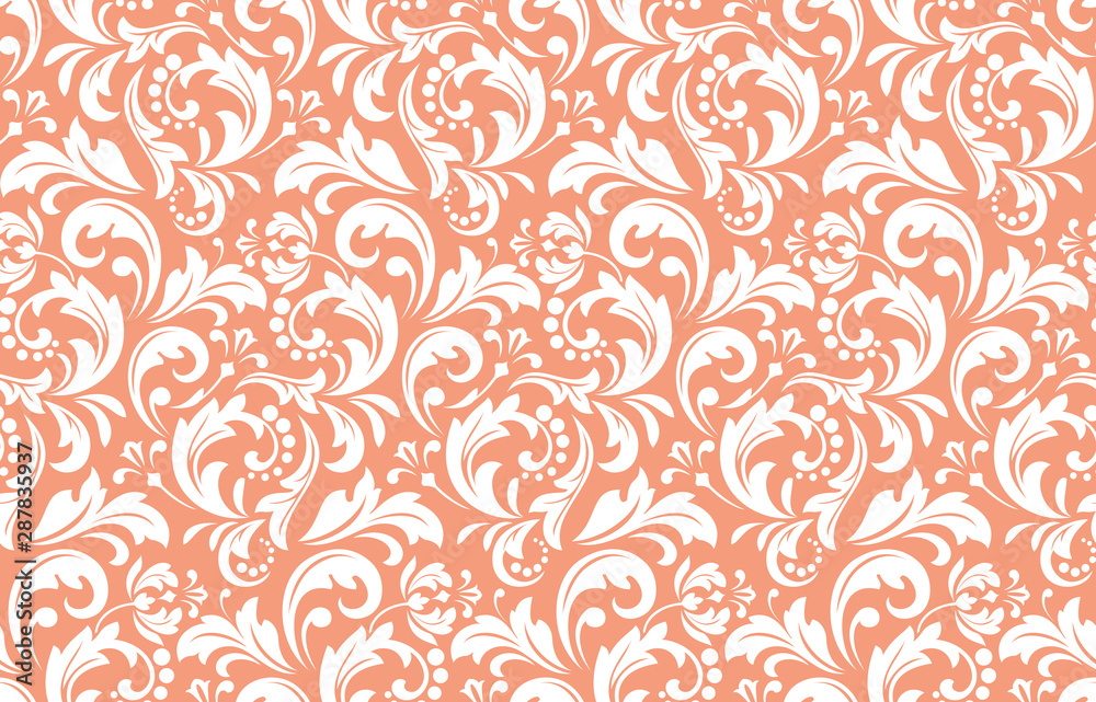 Flower pattern. Seamless white and pink ornament. Graphic vector background. Ornament for fabric, wallpaper, packaging Flower pattern. Seamless white and pink ornament. Graphic vector background. Ornament for fabric, wallpaper, packaging