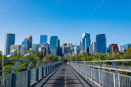 Morning view of the skyline and Bow River Pathway