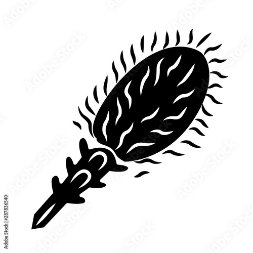 Liatris glyph icon. Blazing star blooming flower. Dwarf gayfeather garden plant. Spicata kobold. Wildflower. Spring blossom. Silhouette symbol. Negative space. Vector isolated illustration