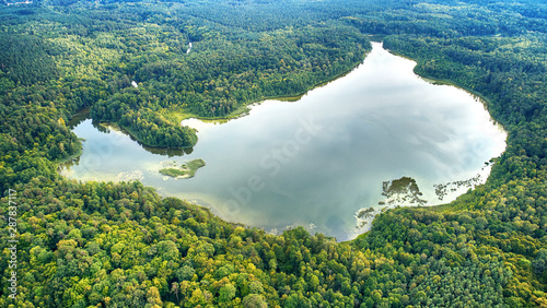 Aerial landscape from the drone- lake
