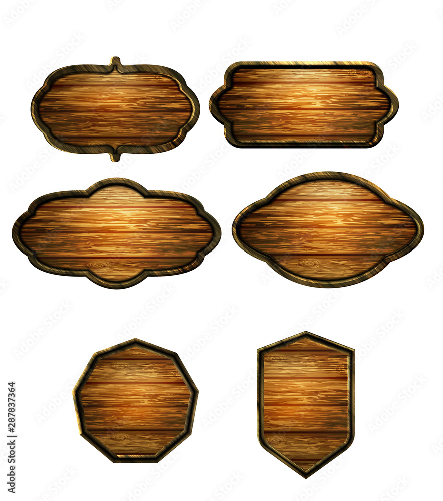 Naklejka premium Vector realistic illustration of wooden signboard