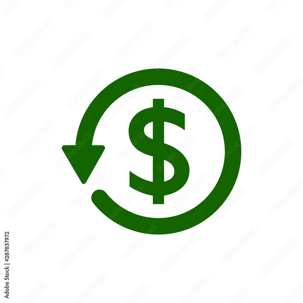 Chargeback icon symbol, return money isolated on white background. Vector illustration Chargeback icon symbol, return money isolated on white background. Vector illustration