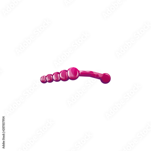 Bumpy bubbles anal plug. Raster illustration in flat cartoon style