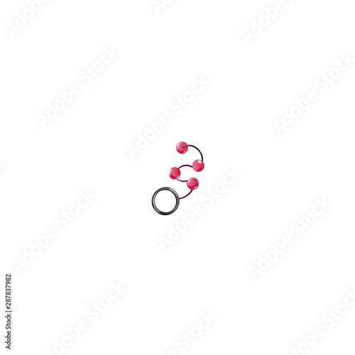 Anal beads. Raster illustration in flat cartoon style