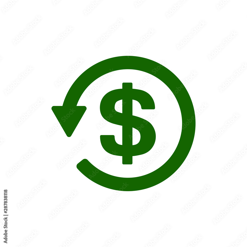 Chargeback icon symbol, return money isolated on white background. Vector illustration Chargeback icon symbol, return money isolated on white background. Vector illustration