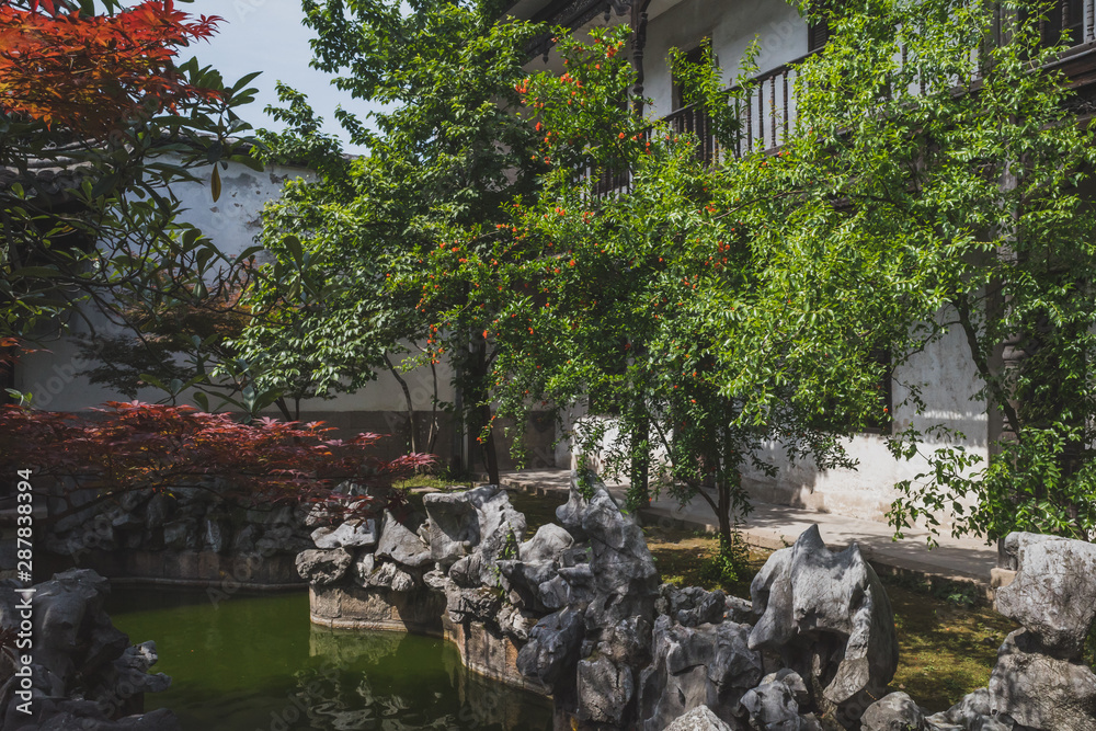 Garden in the old town of Nanxun, Zhejiang, China