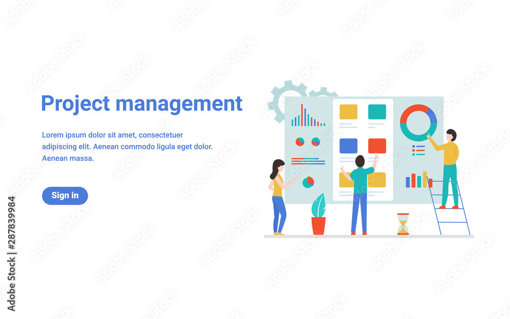 Flat vector modern design concept Project management for banner, website, landing page template. Content strategy and, analysis, development. Flat vector modern design concept Project management for banner, website, landing page template. Content strategy and, analysis, development.