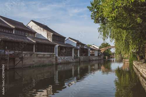 Chinese architecture by river in old town of Nanxun, China © Mark Zhu